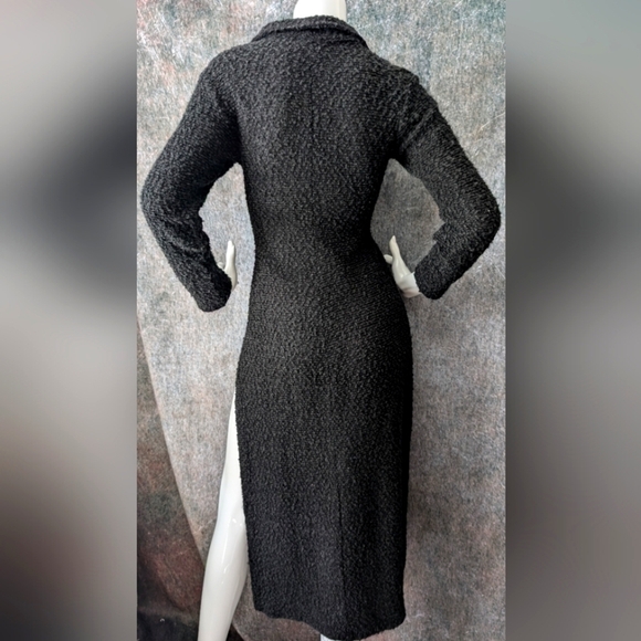 Y2K 2000s Textured Longline Wool-Blend Cardigan - Picture 3 of 5